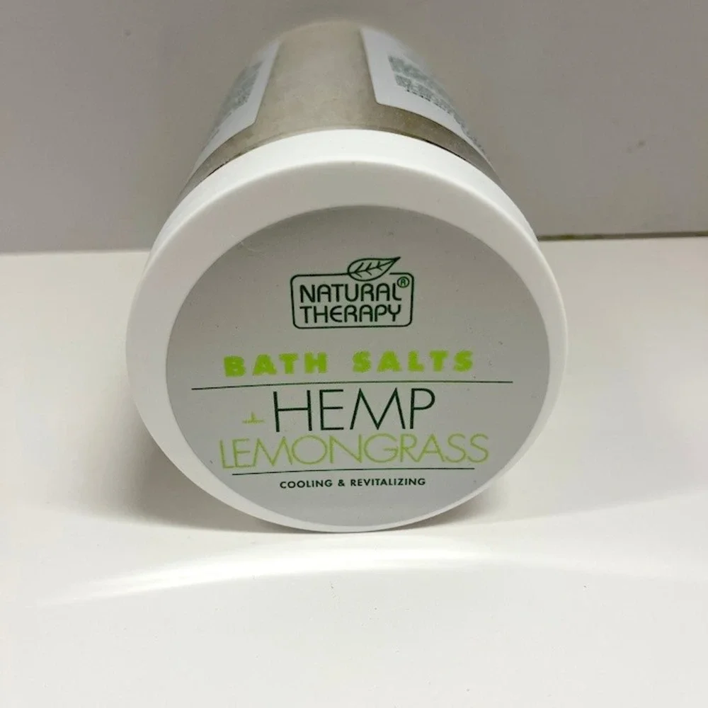 Natural Therapy Hemp Lemongrass Bath Salts NEW 37oz Jar‎ Natural Ingredients